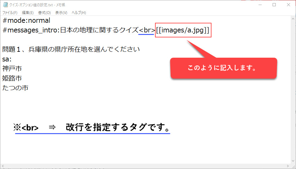 QuizGenerator-オプション値の設定